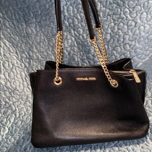 Michael Kors Black Shoulder Bag with Gold Chain